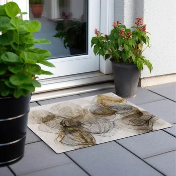 2' X 3' Brown Abstract Washable Non Skid Indoor Outdoor Area Rug