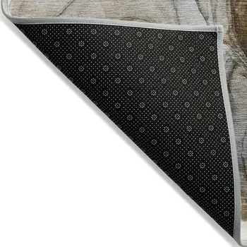 8' Runner Brown Abstract Washable Non Skid Indoor Outdoor Runner Rug