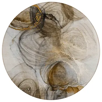 8' Round Brown Round Abstract Washable Non Skid Indoor Outdoor Area Rug