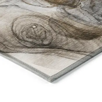 9' X 12' Brown Abstract Washable Non Skid Indoor Outdoor Area Rug