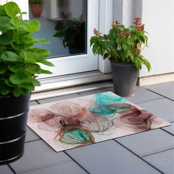 2' X 3' Burgundy Abstract Washable Non Skid Indoor Outdoor Area Rug