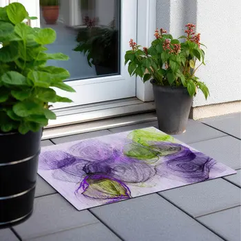 2' X 3' Purple Abstract Washable Non Skid Indoor Outdoor Area Rug
