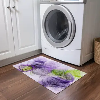 2' X 3' Purple Abstract Washable Non Skid Indoor Outdoor Area Rug