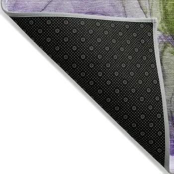 8' Runner Purple Abstract Washable Non Skid Indoor Outdoor Runner Rug