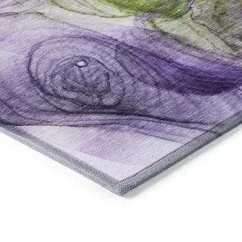 8' Round Purple Round Abstract Washable Non Skid Indoor Outdoor Area Rug