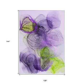 9' X 12' Purple Abstract Washable Non Skid Indoor Outdoor Area Rug