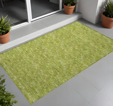 2' X 3' Moss Green Geometric Washable Non Skid Indoor Outdoor Area Rug