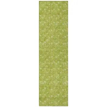 8' Runner Moss Green Geometric Washable Non Skid Indoor Outdoor Runner Rug