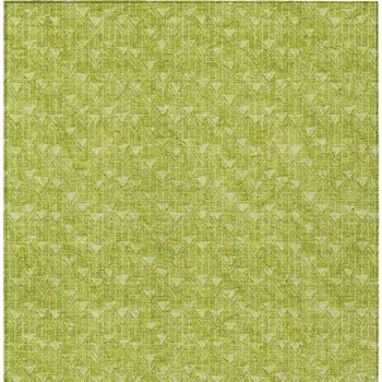 3' X 5' Moss Green Geometric Washable Non Skid Indoor Outdoor Area Rug