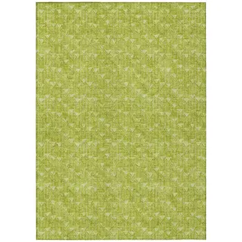 5' X 8' Moss Green Geometric Washable Non Skid Indoor Outdoor Area Rug