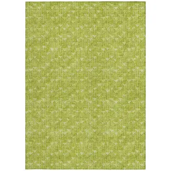 5' X 8' Moss Green Geometric Washable Non Skid Indoor Outdoor Area Rug