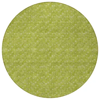 8' Round Moss Green Round Geometric Washable Non Skid Indoor Outdoor Area Rug