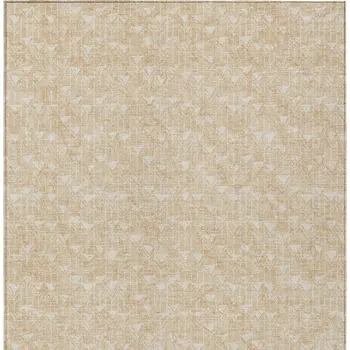 3' X 5' Tan Geometric Washable Non Skid Indoor Outdoor Area Rug
