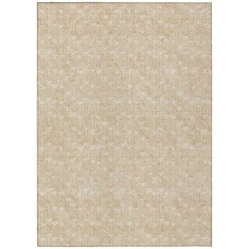 3' X 5' Tan Geometric Washable Non Skid Indoor Outdoor Area Rug