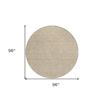 8' Round Tan Round Geometric Washable Non Skid Indoor Outdoor Area Rug