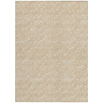 10' X 14' Tan Geometric Washable Non Skid Indoor Outdoor Area Rug