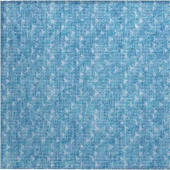 2' X 3' Blue Geometric Washable Non Skid Indoor Outdoor Area Rug