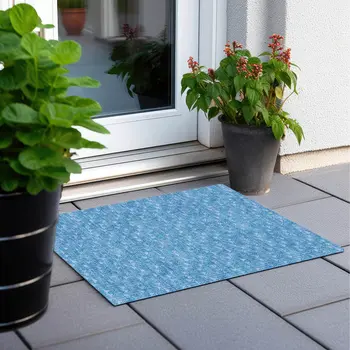 2' X 3' Blue Geometric Washable Non Skid Indoor Outdoor Area Rug