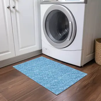 2' X 3' Blue Geometric Washable Non Skid Indoor Outdoor Area Rug