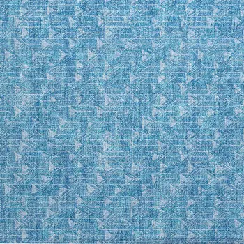 2' X 3' Blue Geometric Washable Non Skid Indoor Outdoor Area Rug