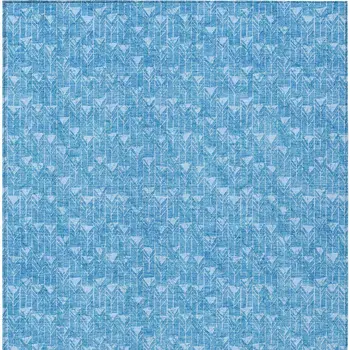 3' X 5' Blue Geometric Washable Non Skid Indoor Outdoor Area Rug
