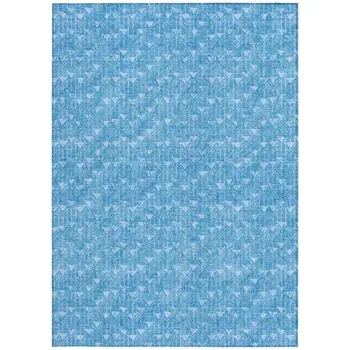 5' X 8' Blue Geometric Washable Non Skid Indoor Outdoor Area Rug