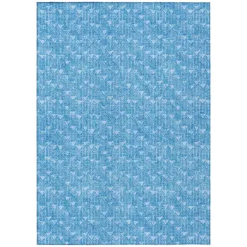 8' X 10' Blue Geometric Washable Indoor Outdoor Area Rug