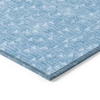 8' X 10' Blue Geometric Washable Indoor Outdoor Area Rug