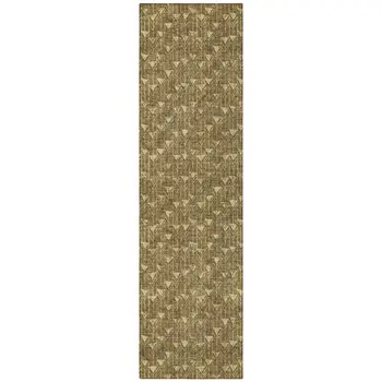 8' Runner Brown Geometric Washable Non Skid Indoor Outdoor Runner Rug