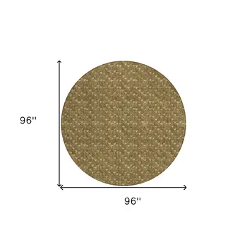 8' Round Brown Round Geometric Washable Non Skid Indoor Outdoor Area Rug