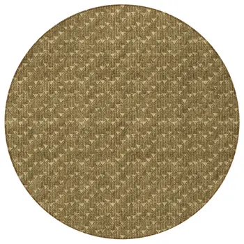 8' Round Brown Round Geometric Washable Non Skid Indoor Outdoor Area Rug