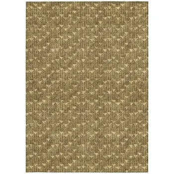 9' X 12' Brown Geometric Washable Non Skid Indoor Outdoor Area Rug