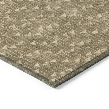 9' X 12' Brown Geometric Washable Non Skid Indoor Outdoor Area Rug