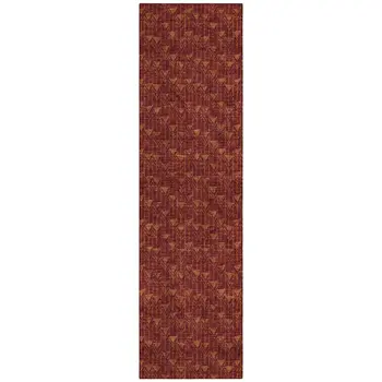 8' Runner Burgundy Geometric Washable Non Skid Indoor Outdoor Runner Rug