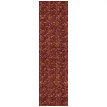 8' Runner Burgundy Geometric Washable Non Skid Indoor Outdoor Runner Rug