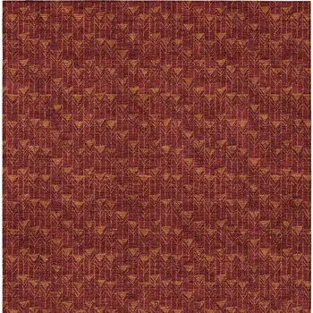 3' X 5' Burgundy Geometric Washable Non Skid Indoor Outdoor Area Rug