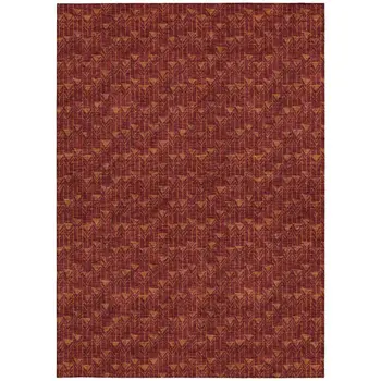 5' X 8' Burgundy Geometric Washable Non Skid Indoor Outdoor Area Rug