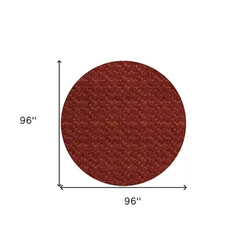 8' Round Burgundy Round Geometric Washable Non Skid Indoor Outdoor Area Rug