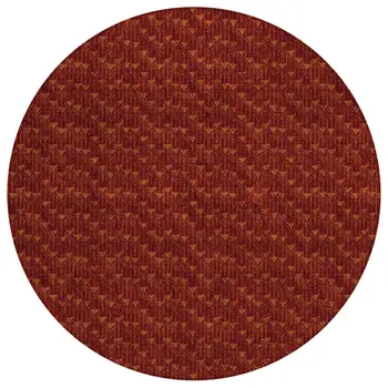 8' Round Burgundy Round Geometric Washable Non Skid Indoor Outdoor Area Rug