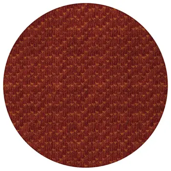 8' Round Burgundy Round Geometric Washable Non Skid Indoor Outdoor Area Rug