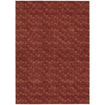 8' X 10' Burgundy Geometric Washable Non Skid Indoor Outdoor Area Rug