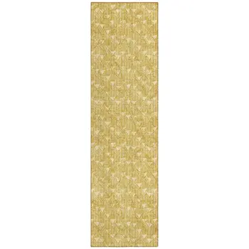 8' Runner Gold Geometric Washable Non Skid Indoor Outdoor Runner Rug