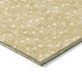 8' Runner Gold Geometric Washable Non Skid Indoor Outdoor Runner Rug