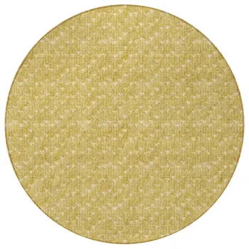 8' Round Gold Round Geometric Washable Non Skid Indoor Outdoor Area Rug