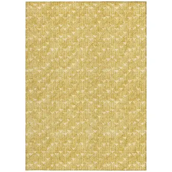 10' X 14' Gold Geometric Washable Non Skid Indoor Outdoor Area Rug