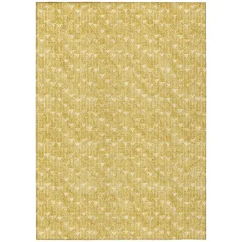 10' X 14' Gold Geometric Washable Non Skid Indoor Outdoor Area Rug