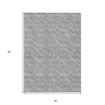 3' X 5' Gray Geometric Washable Non Skid Indoor Outdoor Area Rug