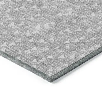 8' Round Gray Round Geometric Washable Non Skid Indoor Outdoor Area Rug