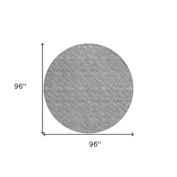 8' Round Gray Round Geometric Washable Non Skid Indoor Outdoor Area Rug