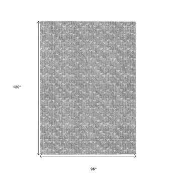 8' X 10' Gray Geometric Washable Non Skid Indoor Outdoor Area Rug